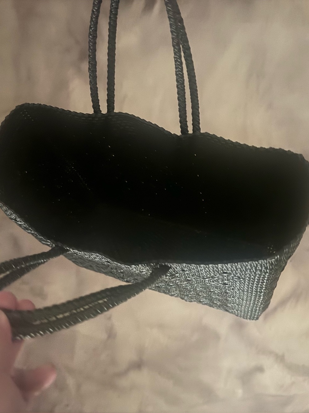 Woven Handled Tote Bag in Black - Picture 2 of 2
